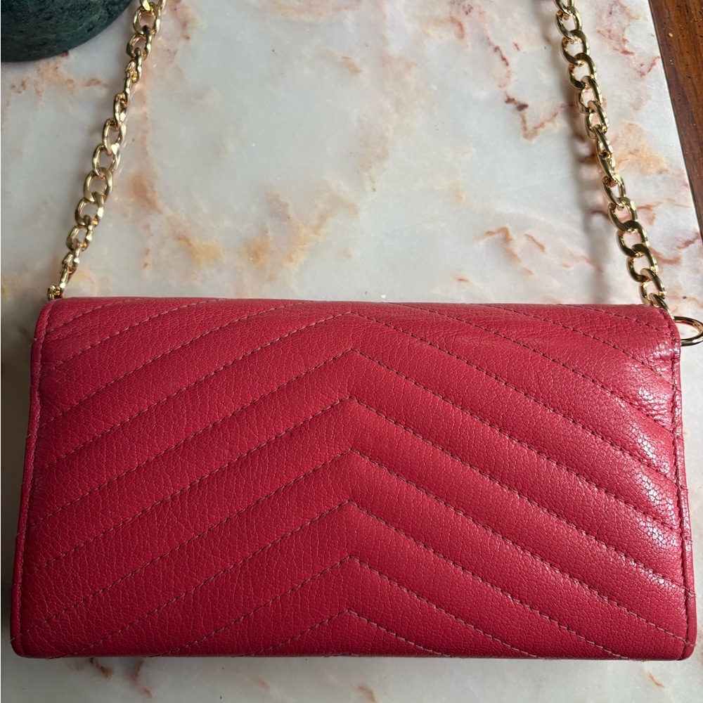 Chanel Pink and Gold Quilted Chevron Wallet with Chain WOC - Picture 4 of 12
